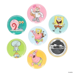 SpongeBob Character Metal Pinback Buttons-48PK