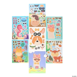 Animal Character Make-a-Face Sticker Sheets-48Pk