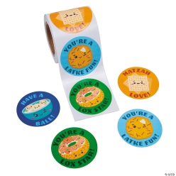 Hanukkah Jewish Food Characters Sticker Roll - 100Pk
