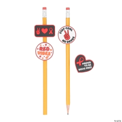 Red Ribbon Rubber Pencil Charms Assortment-24Pk