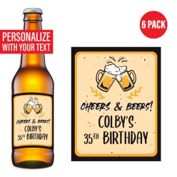 Cheers & Beers ANY AGE VINYL Beer Bottle Labels - 6 PK