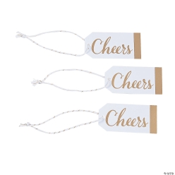 Cheers Gold & White Favor Tags - 24 Pk