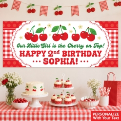 Cherry Birthday PERSONALIZED Giant Vinyl Keepsake Banner