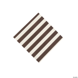 Brown Striped Beverage Napkins - 16 Pk