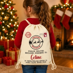 Christmas Express Personalized Drawstring Backpack