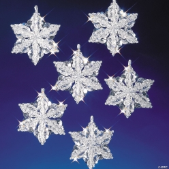 Beaded Clear Crystal Snowflake Christmas Ornament Craft Kits-6Pk