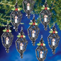 Beaded Crystal Lantern Christmas Ornament Craft Kits-10Pk
