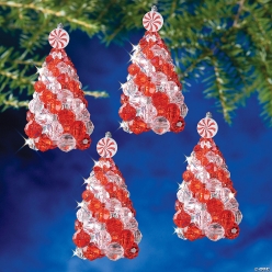 Beaded Striped Peppermint Swirl Tree Christmas Ornament Craft Ki