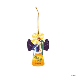 Cross Shaped Resin Nativity Christmas Ornaments - 12Pk