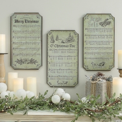 Christmas Sheet Music Wood Sign Decorations-3Pk