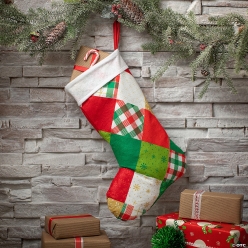 Patchwork Quilt Style Christmas Stocking Decoration