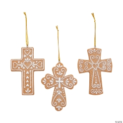 Religious Gingerbread Cross Christmas Tree Resin Ornaments-12Pk