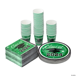 Bulk Class of 2024 Green Tableware Kit for 50
