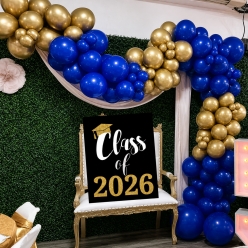 *102pc Blue and Gold Metallic Balloon Arch Kit