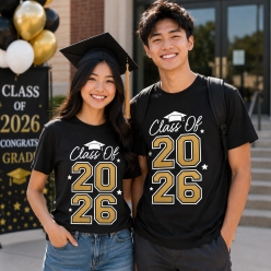 Gold Class of 2026 Graduation Black T-shirt