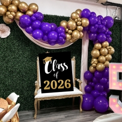*102pc Purple and Gold Metallic Balloon Arch Kit