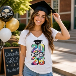 Class of 2026 Tie Dye V-Neck T-shirt- Choose Size