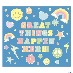 Pastel Rainbow Great Things Classroom Wall Mural