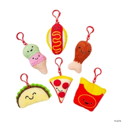 Plush Fast-Food Backpack Clip Keychains-12Pk