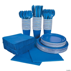 Blue Tableware Kit for 48 Guests