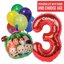 Cocomelon PERSONALIZED Name & Single Digit Age Balloon Bouquet