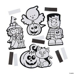 Colour In Fuzzy Halloween Magnets BIG 50 PK