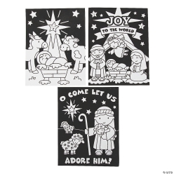 Colour In Nativity Fuzzy Posters - 24Pk