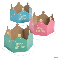 Colourful Birthday Crowns - 8Pk