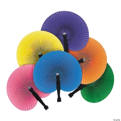 Colourful Folding Fans - 12Pk