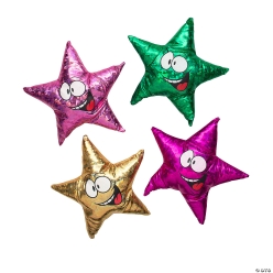 Colourful Metallic Plush Star Characters - 12Pk