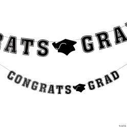 Congrats Grad Black Banner 7 Foot