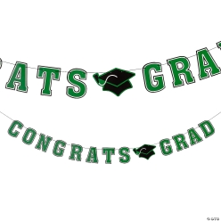 Congrats Grad Green Banner 7 Foot