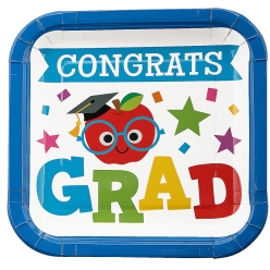 Elementary Graduation Bright Dinner Plates - 10 pk