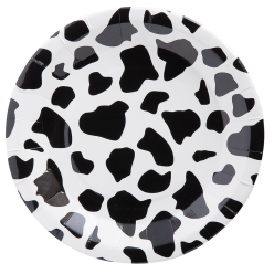 Cow Print Round Dinner Plates - 8Pk