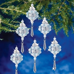 Beaded Winter's Elegance Snowflake Ornament Craft Kits-6Pk