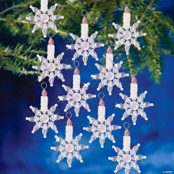 Beaded Crystal Snowflake Candle Ornament Craft Kits-12Pk