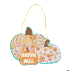 Floral Pumpkin Happy Fall Sign Foam Craft Kit-12Pk
