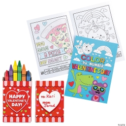 Valentine's Day Colour By Number Activity Books with Crayons for