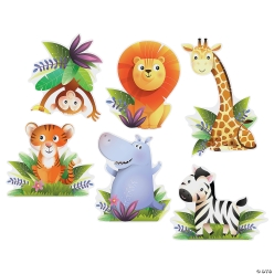 Zoo Animals Cute Critters Wall Cutouts - 6Pk
