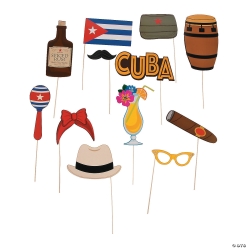 Cuban Party Large Photo Stick Props - 12pk