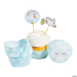Bundle of Joy Stork Cupcake Liners with Picks-100Pk
