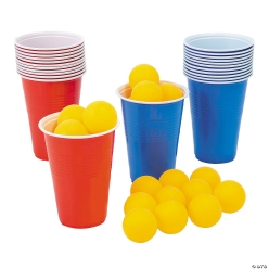 Beer Pong Plastic Cups & Balls Game Set