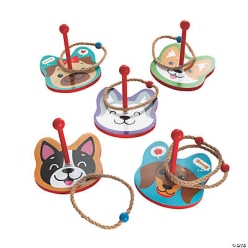Cute Dog Wood Ring Toss Game