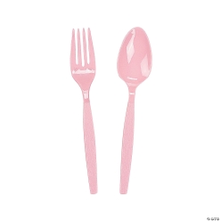 Pink Fork & Spoon Plastic Cutlery - 16Pk