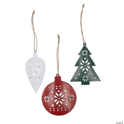 Snowflake Cutout Metal Ornaments - 6Pk