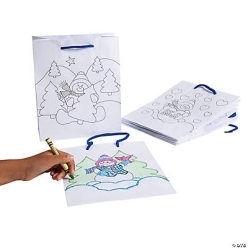 Color Your Own Snowman Gift Bags - 12 Pk