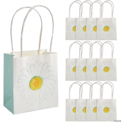 Daisy Kraft Paper Gift Bags - 12Pk
