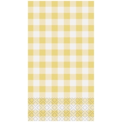 Daisy Premium Long Yellow Gingham Dinner Napkins - 16 PK