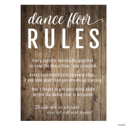 Dance Floor Rules Sign