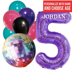 Dance Party PERSONALIZED Name & Single Digit Age Balloon Bouquet